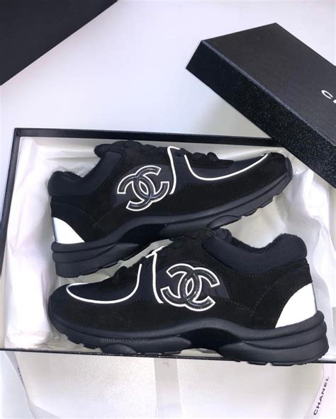 black reflective chanel trainers|Chanel shoes for women.